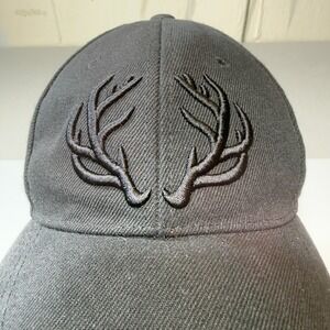 Black Baseball Cap Embroidered Antlers Buck Hunting‎ Outdoor Adjustable